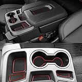 Auovo Anti Dust Door Mats for Chevy Chevrolet Silverado 1500 or GMC Sierra 1500 2019 2020 Interior Accessories Custom Fit Door Cup Center Console Liners(Crew Cab, Split-Bench Seat, 27pcs) (Red)
