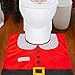 GIM Christmas Decor Happy Santa Toilet Seat Cover and Rug Set for Bathroom (Santa Claus)