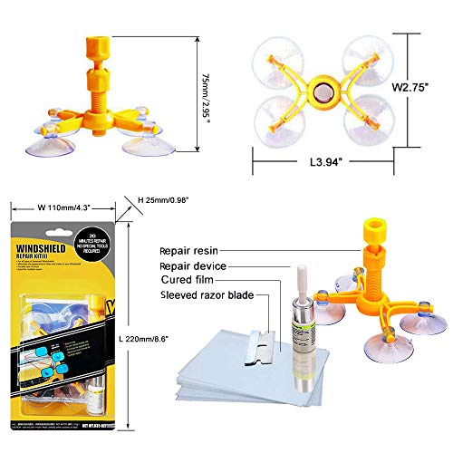 YOOHE Car Windshield Repair Kit, DIY Windshield Crack Repair Tools for Fixing Auto Glass Windshield Crack Chips, Cracks, Bulls-Eye, Star-Shaped and Half-Moon Crescents