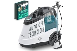 True & Tidy® Commercial Garment Steamer – Heavy Duty 1800W for Home & Commercial Use, 90+ Min Continuous Steam, Large 2.9L Tank, Wheels (X5A White Auto-Off, Smart Commercial Garment Steamer)