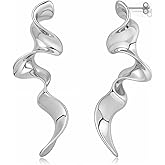 HighSpark Irregular Abstract Gold Earrings for Women | Silver Plated Statement Trendy Earrings | Jewelry Gift