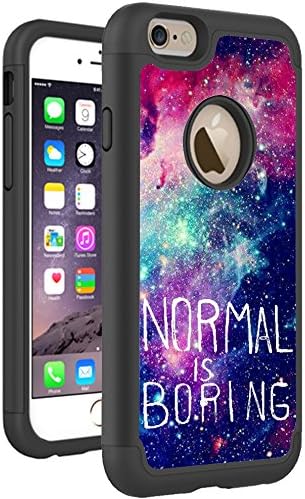 iPhone 6S 6 Case Cover By HybCase Featuring Normal Is Boring Life Quote Hipster Galaxy Space Fun iPhone 6S Cases For Girls Teens Women