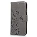 S4 Case,Galaxy S4 Wallet Case - Mavis's Diary Premium PU Leather with Fashion Floral Butterfly Pattern Magnetic Clasp Card Holders Flip Cover for Samsung Galaxy S4 9500 with Hand Strap (Gray)