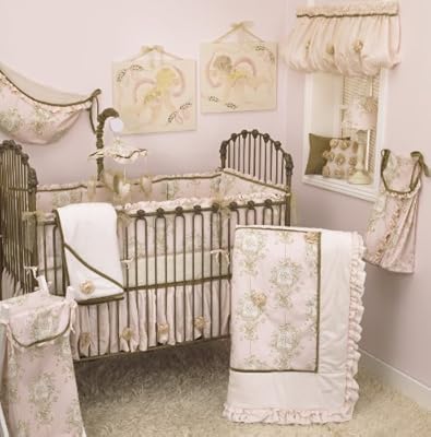 Lollipops and Roses Pink & Tan 8 Piece Shabby Chic Baby Bedding Set