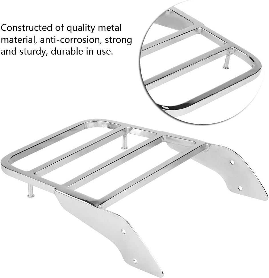 KIMISS Motorcycle Rear Luggage Rack,Metal Materials Motorcycle Rear Sissy Bar Luggage Rack Mounting Carrier Pak Pack for VT750 C2 1997-2003 Chrome Silver - Image 3
