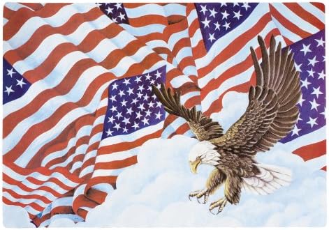 Hoffmaster998844 Placemat, 14" Length x 9-3/4" Width, Patriotic Flags (Case of 1000)