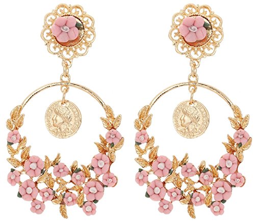 Light Weight & Long Party Wear Indian Jhumka Earrings (Bali Bohemia Drop Dangle) Bollywood Style Trendy and Vintage Jewelry for Wedding, Bridal Party Wear Indian Earrings For Women (Pink)