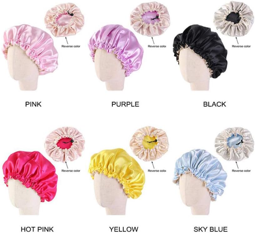 minkissy Kids Satin Bonnet Double Layered Sleep Cap Night Hat Adjustable Elastic for Baby Children Child Toddler 1pc Purple - Image 5