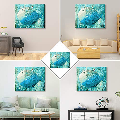 WONZOM Malen nach Zahlen für Erwachsene, DIY Malen nach Zahlen Kits auf Leinwand 16x20 Zoll - Fisch abstrakte Gemälde… – Bild 8