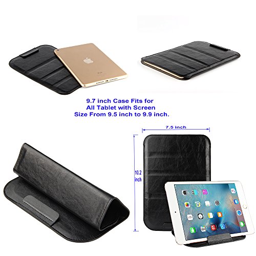 Stand Able Universal Cases with Fortune Tech Fold-Stand function fit for Screen Size: 6 in, 7 in, 8 in, 9.7 in, 10.1 in, 12.9 in Devices: HP, Dell, Ipad, Etc, All Brand Tablet, Note, - 9.7 in, Black