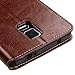 GW Compatible for Samsung Galaxy Note 4 Wallet Case, Slim Flip Folio [Kickstand] Pu Leather Wallet Case with ID&Credit Card Slot for Galaxy Note 4, Brown Leather