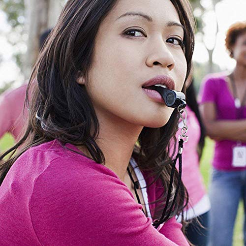 image for wonuu 24 Pack Whistles with Lanyard, Black Plastic Coaches Whistle, Lo
