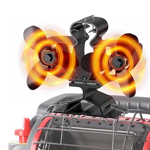 Wood Stove Fan Heat Powered,Dual Motor Heater Fan with Bracket