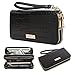 CrossLandy Women Men RFID Blocking Double Zip Leather Wallet Clutch Wristlet