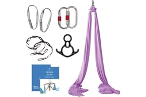 aum active Aerial Silks Starter Kit - Durable 9 Yards of Aerial Yoga Hammock with Hardware & Guide - Aerial Swing for Acrobatic Flying Yoga & All Levels (Aerial Rigging Point Up to 13ft)
