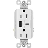 Legrand 15 Amp TR Spec Grade Outlet USB Type A/C White 1 Pack | Pass &amp; Seymour Ultra Fast USB Charger, Child Safe Tamper Resistant Shutters, 2 Port, 3.1A USB Charging, Specification Grade