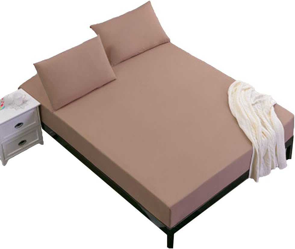 FORCHEER Camel Waterproof Mattress Protector Queen Calking Mattress Cover Fitted Sheet Bed with Elastic Band(Queen,Camel)