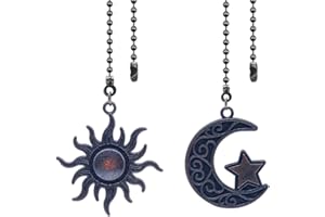 Dotlite Ceiling Fan Pull Chain Set Decorative Totem Bohemia Pull Chain Pendant Extension 12 Inches Lighting Fan Beaded Ball Fan Pull Chain Extender Ornament with Connector Moon and Sun (Bronze)