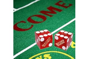 CYBER-DEALS Wide Selection Craps Bundle Set: Las Vegas Style Felt Layout + Pair 19mm Authentic Nevada Casino Table-Played Dice (Boulder Station (Red Polished))
