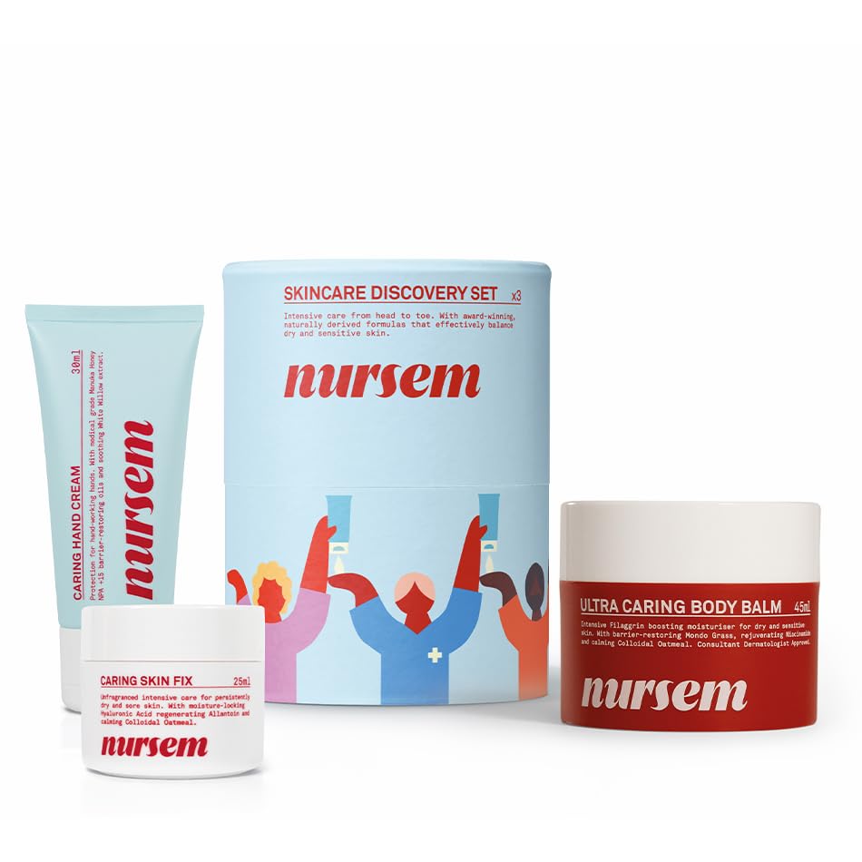 Nursem Skin Care Discovery Set – 3-Piece Hand Cream & Skin Care Kit for Dry, Sensitive Skin | Best Hand Cream for Dry Hands, Cracked Hands & Dermatitis | Moisturizing & Protective Gift