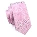 Hi-Tie Silk Paisley Ties for Men Necktie Pocket Square Cufflinks Set Foral Tie Sets Formal Business,Pink