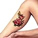 TAFLY Temporary Tattoo 3D Butterfly Red Peony Body Art Fake Stickers 5 Sheets