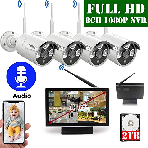 【2020 Update】 10 inch Screen HD 1080P OOSSXX 8Channel Outdoor Wireless