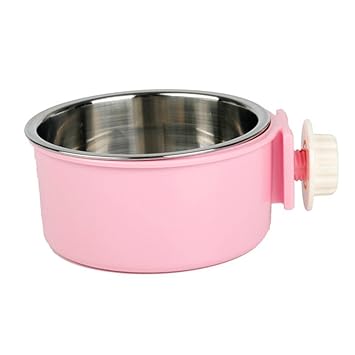 Pets Empire Stainless Steel Removable Hanging Food and Water Bowl with Bolt Holder for Pets (Colour May Vary, Small)