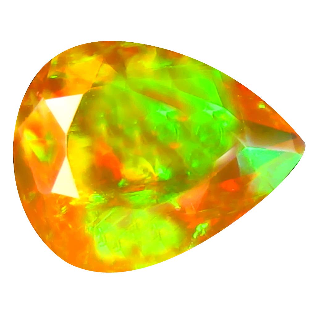 1.83 ct Pear Cut (10 x 8 mm) Un-Heated Transparent Quality Ethiopian Welo Rainbow Opal Natural Loose Gemstone