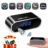Spy Camera, Hidden Camera Clock,HD 1080P WiFi Nanny Cam,140°Angle Wireless IP Surveillance Camera with Night Vision/Motion Detection/Loop Recording for Indoor Home Security Monitoring via APP