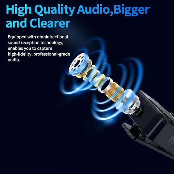2025 Professional Studio Sound 3 in 1 Microphone for iPhone/Android/Camera, Wireless Lavalier Microphone, Mini Microphone for Record Interview, Vlogs, YouTube, Tiktok