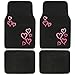 BDK MT-403-PK Design Carpet Car Floor Mats Front and Rear Full Set with Rubber Backing-Universal Fit, 4 Piece, Pink and Red Hearts