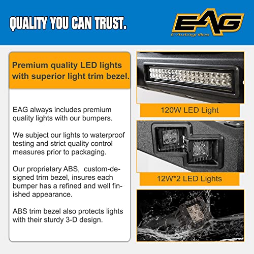 EAG LED Front Bumper with Winch Mount Plate Fit for 2020 2021 2022 Gladiator JT Pricepulse