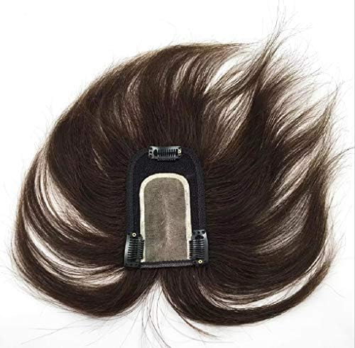 Hair Top Piece Human Hair Toupee Curly Wavy Best Nature Look Replacement Hair Clip in Topper Invisible for Women with Thinning or White Hair Base 7 * 12cm 15cm Dark Brown