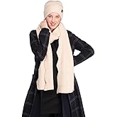 C.C Womens Winter Knit Beanie Hat and Scarf Set, Chevron Pattern, Warm Cozy Accessories