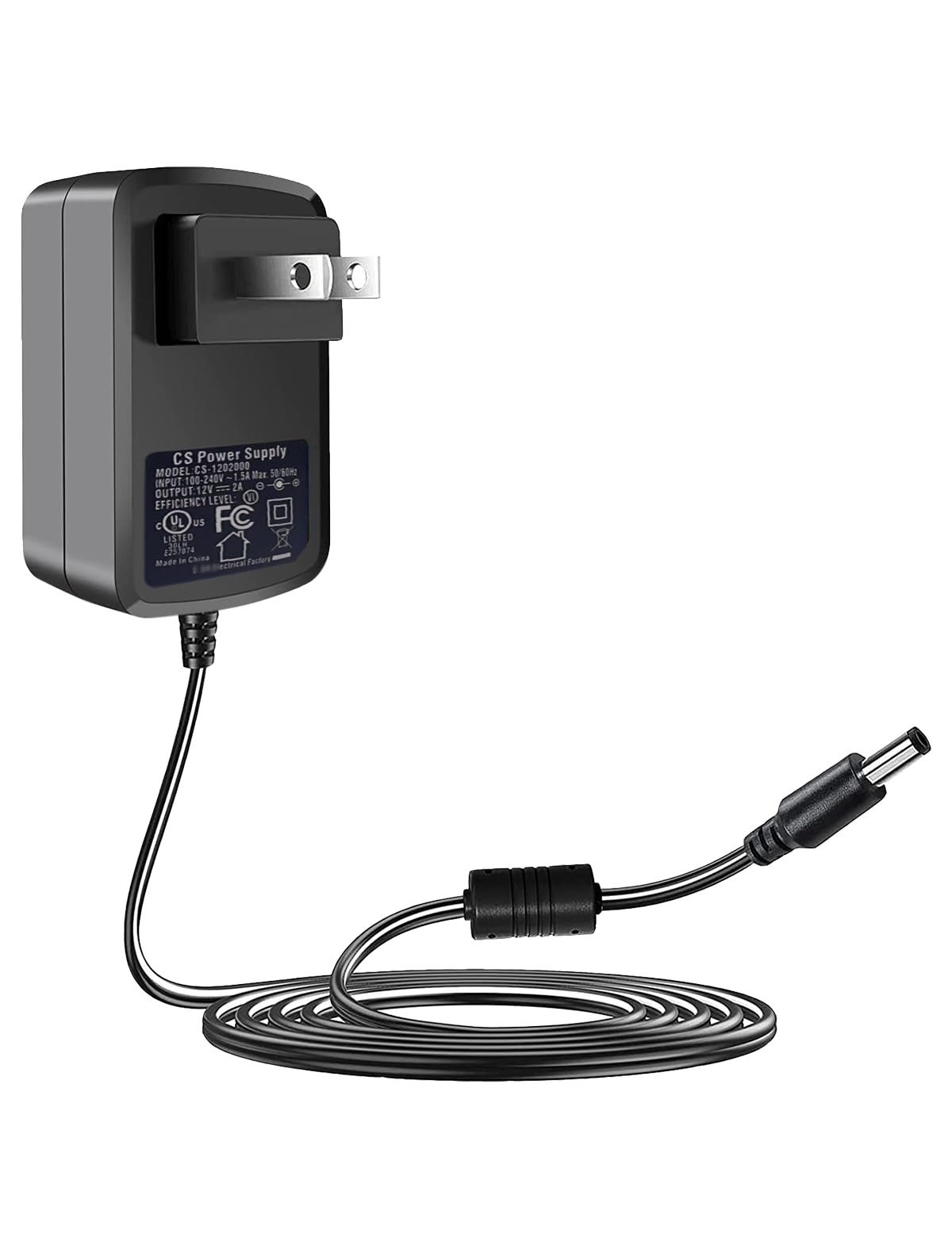 View 1 of (UL Listed) 12V 2A Power Supply Adapter, AC 100-240V to DC 12V Power Supply for Security Camera, Wall Adapter for CCTV Camera LED Strip Lights Router DVR NVR, 5.5x2.1mm DC Plug Adapter