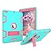 iPad 9.7 Case,iPad 2018/2017 Case,iPad 6th/5th Generation Case High Impact Hybrid Drop Proof Armor Defender Protection Case Built with Kickstand for New iPad 9.7-inch (A1893/1954/A1822)(Teal+Rose)
