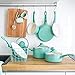 GreenLife Soft Grip 16pc Ceramic Non-Stick Cookware Set, Turquoise (Renewed)