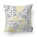 Phantoscope Set of 4 New Living Series Leaf Geometric Yellow and Grey Throw Decorative Pillow Cover Cushion Cover 18 x 18 inches 45 x 45 cm