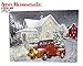 BANBERRY DESIGNS Red Truck Decor - LED Lighted Christmas Print with Vintage Red Truck and Xmas Tree - Winter Scene Canvas Wall Art
