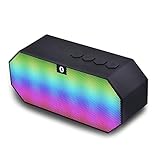 Ultra Portable Small Wireless Bluetooth Speaker with Color Changing LED Light Hands Free Calling Mic, 6 Play Hour 1200mAh Battery, MP3 Player, Micro TF SD Card, USB Input, Dual 3W Audio Driver -Black