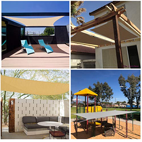 Eden's Decor Curved Rectangular UV-Blocking Sun Shade Sail for Outdoor Patio & Swimming Pool (6' X 10', Brown) - Thumbnail 6