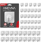 Anevna Wall Hooks for Kitchen Organization 22lb(Max),Transparent Reusable Seamless Hooks for Bath...