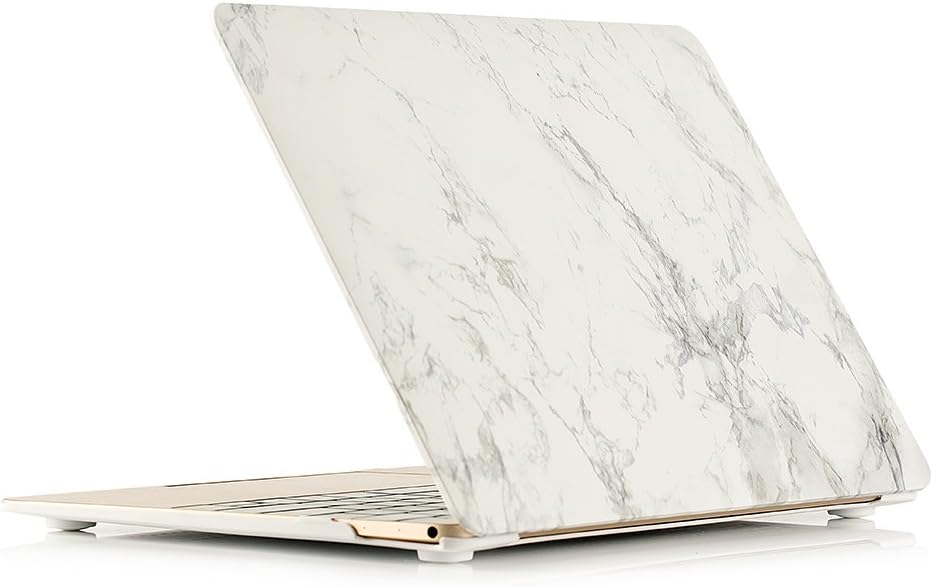 RUBAN Case Compatible with MacBook 12 Inch A1534 - Slim Snap On Hard Shell Protective Cover, White Marble