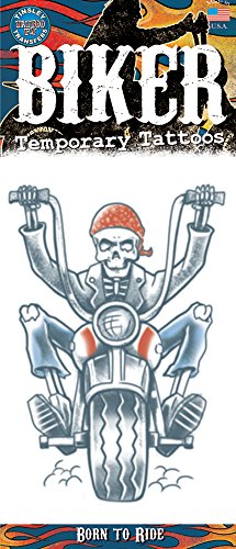 Loftus International Tinsley Transfers Skeleton Biker Temporary Tattoo FX Novelty Item