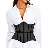 ChiaoLezhee Underbust Corset Belt for Women, Mesh Lace-Up Boned Waist Cincher, Shapewear for Weddings & Going Out