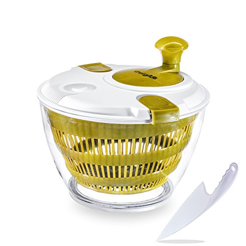 Chef Grids Best Large Salad Spinner set Manual Lettuce Dryer Salad Tosser, Fast Veggie Mixer Large Vegetable Dryer Easy Spin Non-Slip Base