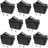 QTEATAK 8 Pcs SPST Snap-in ON-Off 2 Pin Snap Rocker Boat Switch Black AC 250V 15A 125V 20A for Car Auto Boat Household Applia