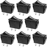 QTEATAK 8 Pcs KCD3 SPST Snap-in ON-Off 2 Pin Snap Rocker Boat Switch Black | AC 250V 15A 125V 20A, for Car Auto Boat Household Appliances Includes 8 Pack.