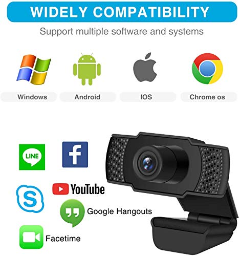 Webcam with Microphone, 1080P HD Webcam Streaming Computer Web Camera for Online Teaching/Business Meeting, Plug and Play Face Camera with Auto Focus for PC Desktop Laptop